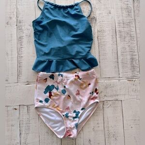 Janela Bay Peplum Top High Waisted Bottom Tankini Mix and Match Girls Swimsuit